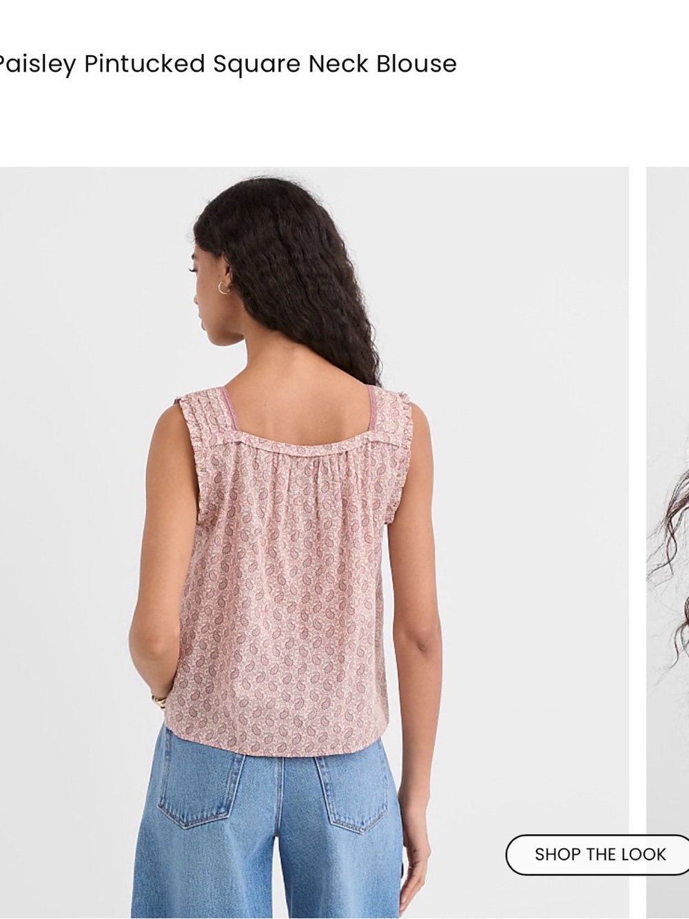 LOFT Pink Printed Square-Neck Pleated Camisole - Picture 2 of 3